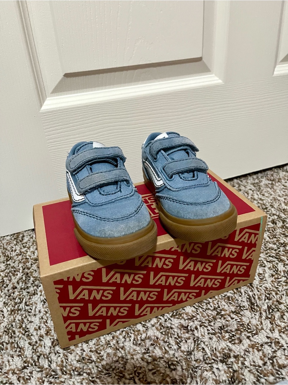 Vans Kids Light Blue Velcro Skate Sneakers